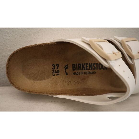Birkenstock 1027339 Women's Sz EUR 37 US 6 Soft Beige Leather Arizona BS Sandals - Picture 9 of 16